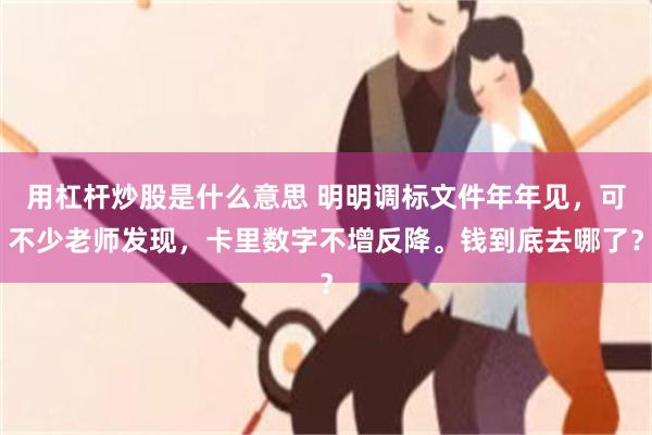用杠杆炒股是什么意思 明明调标文件年年见，可不少老师发现，卡里数字不增反降。钱到底去哪了？